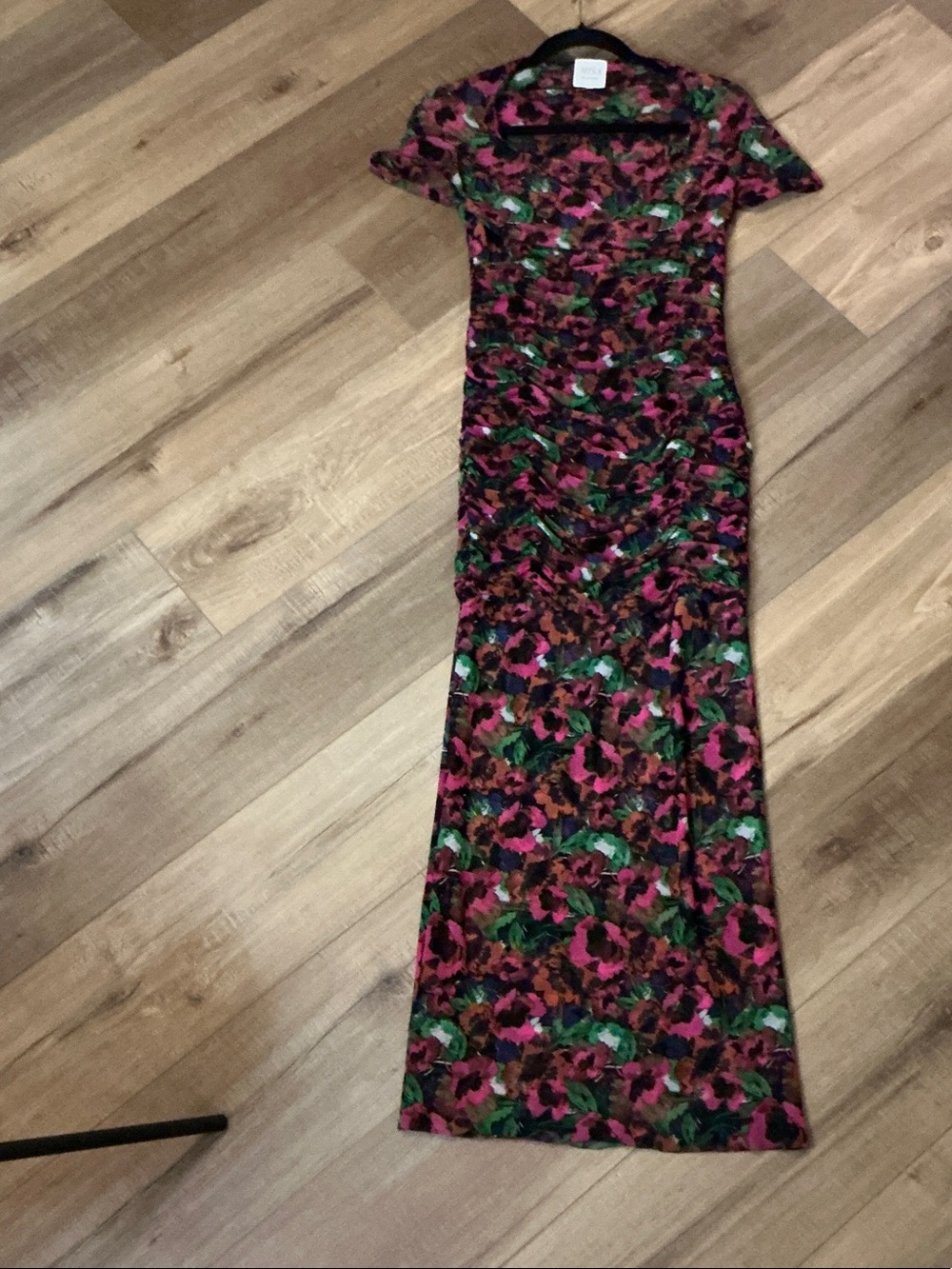 Misa Los Angeles Pink and Green Floral Maxi Dress
